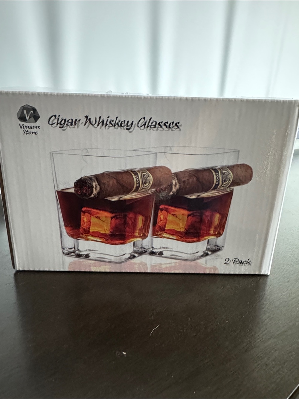 Cigar Whiskey Glasses with Cigar Rest - Clear Glass (2 Pack)